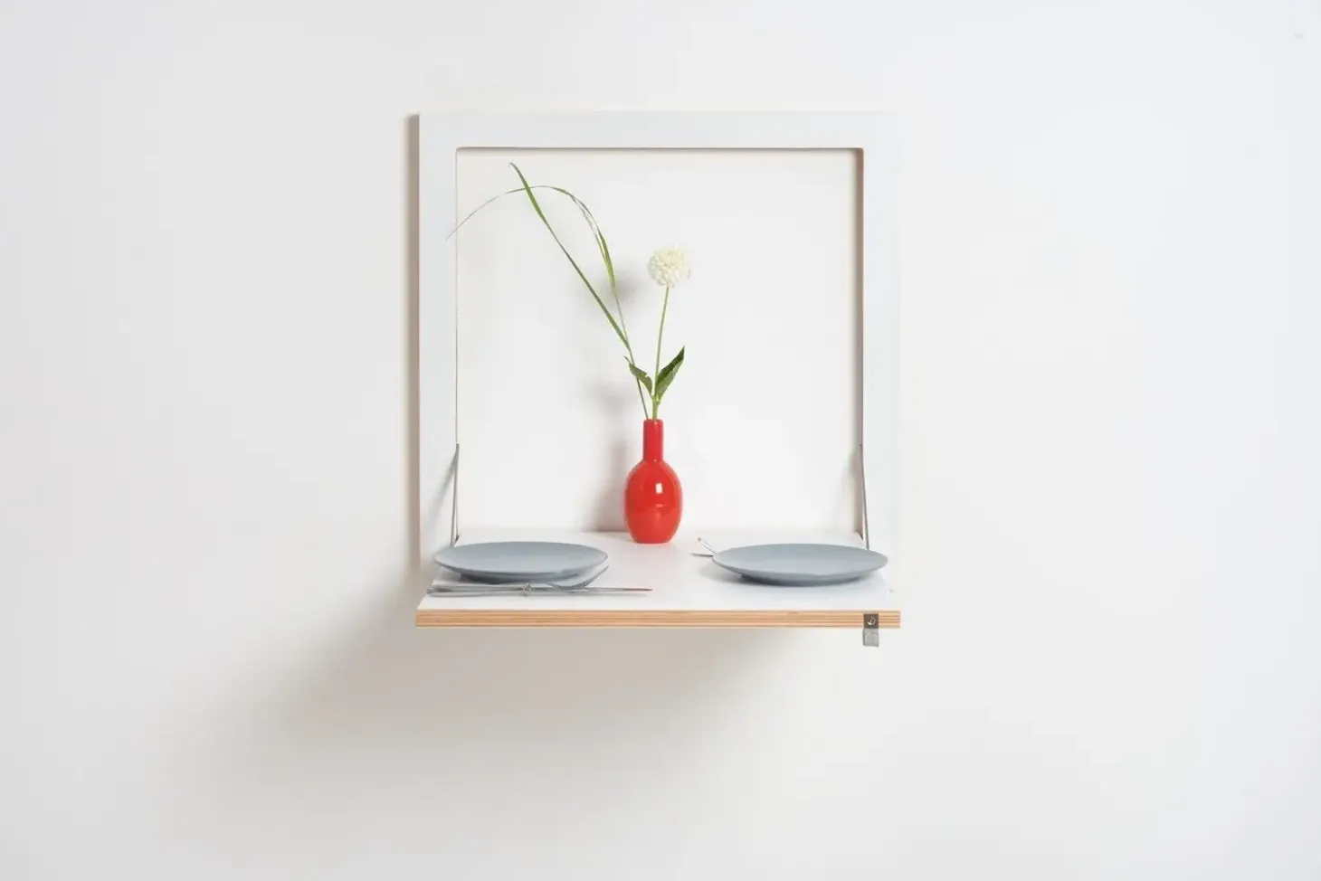 Ambivalenz Fläpps - Foldbart skrivebord - Væghængt - Hvid - 60x60 cm