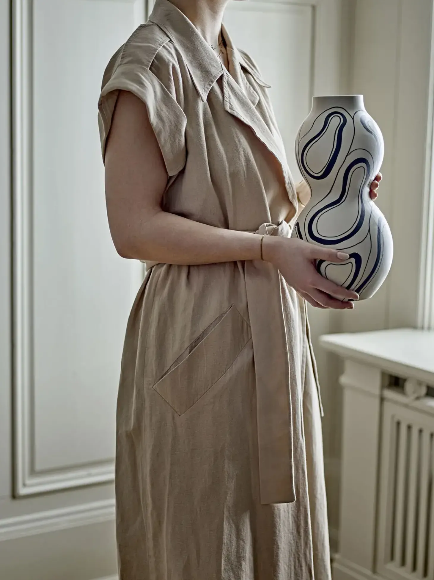 Bloomingville - Nicola Vase, Sort, Stentøj