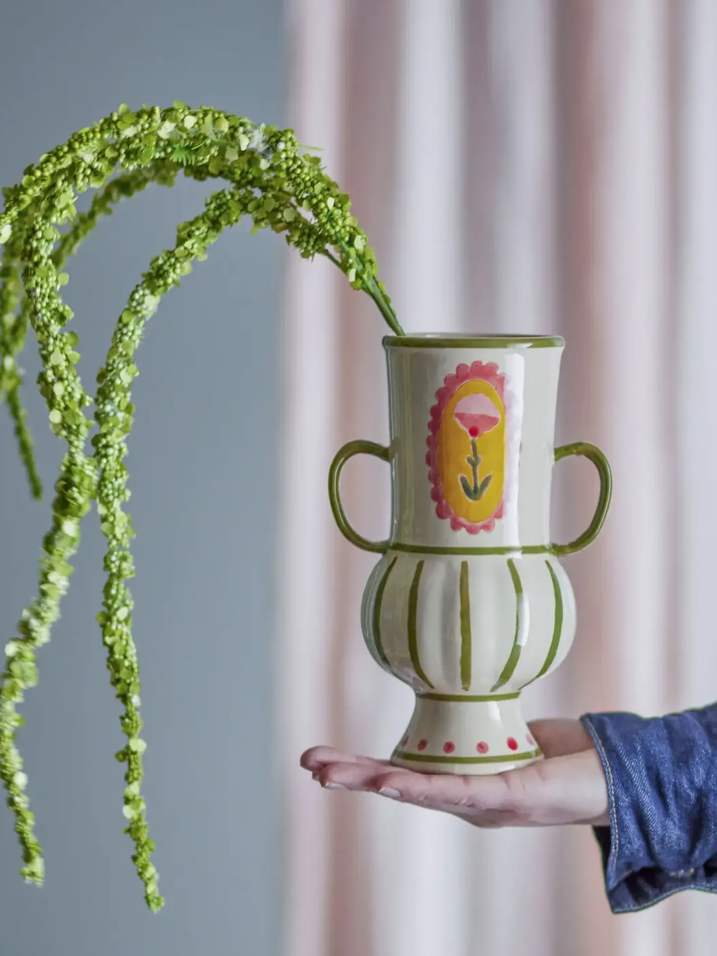 Bloomingville - Odina Vase, Grøn, Stentøj