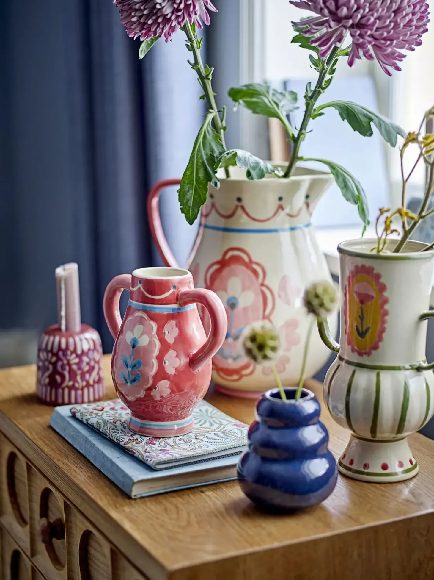 Bloomingville - Odina Vase, Rød, Stentøj