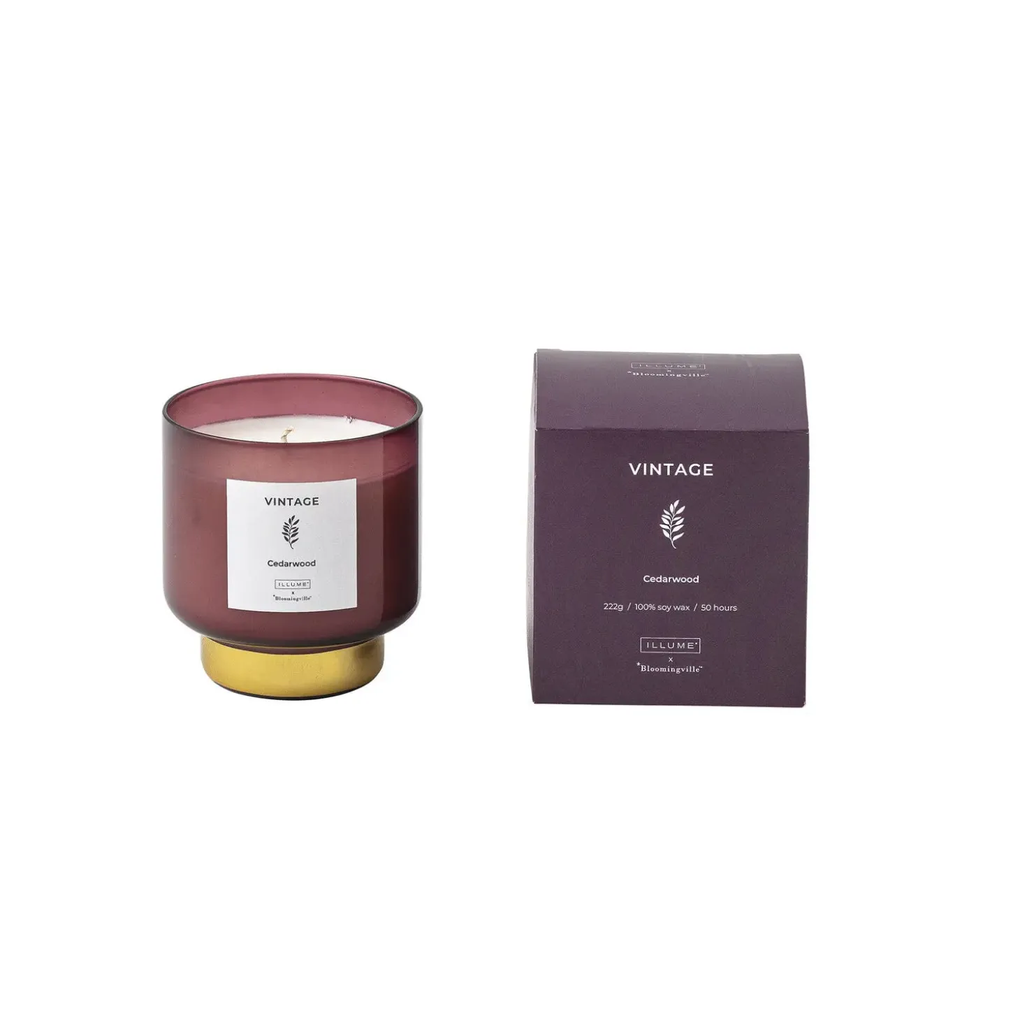Bloomingville - VINTAGE - Cedarwood Duftlys, Naturlig voks