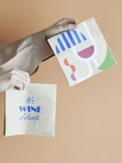 Bloomingville - Wine Serviet, Blå, FSC® Mix, Papir