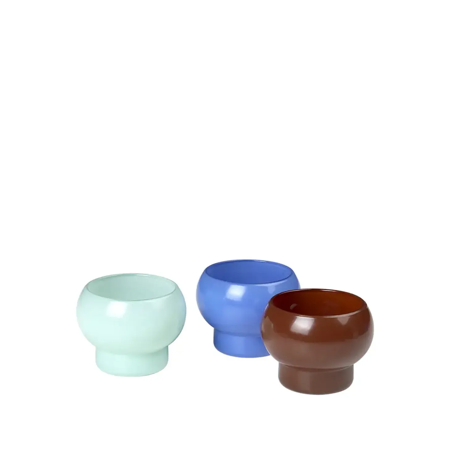 Broste Copenhagen - Fyrfadsstage "Agathe" - Turquise/Blue/Caramel Brown - Sæt af 3