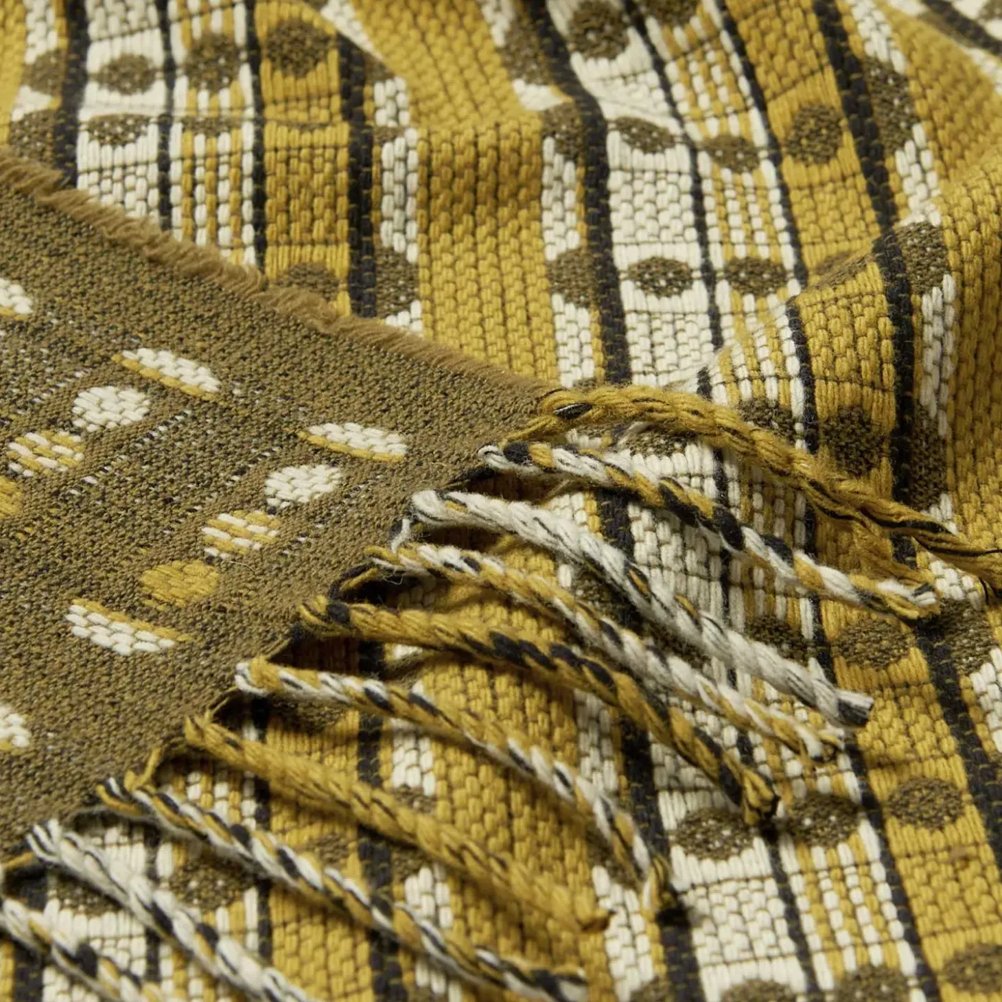 Burel Factory - Plaid - Deco - Grøn og gult mønster - 180 x 130 cm