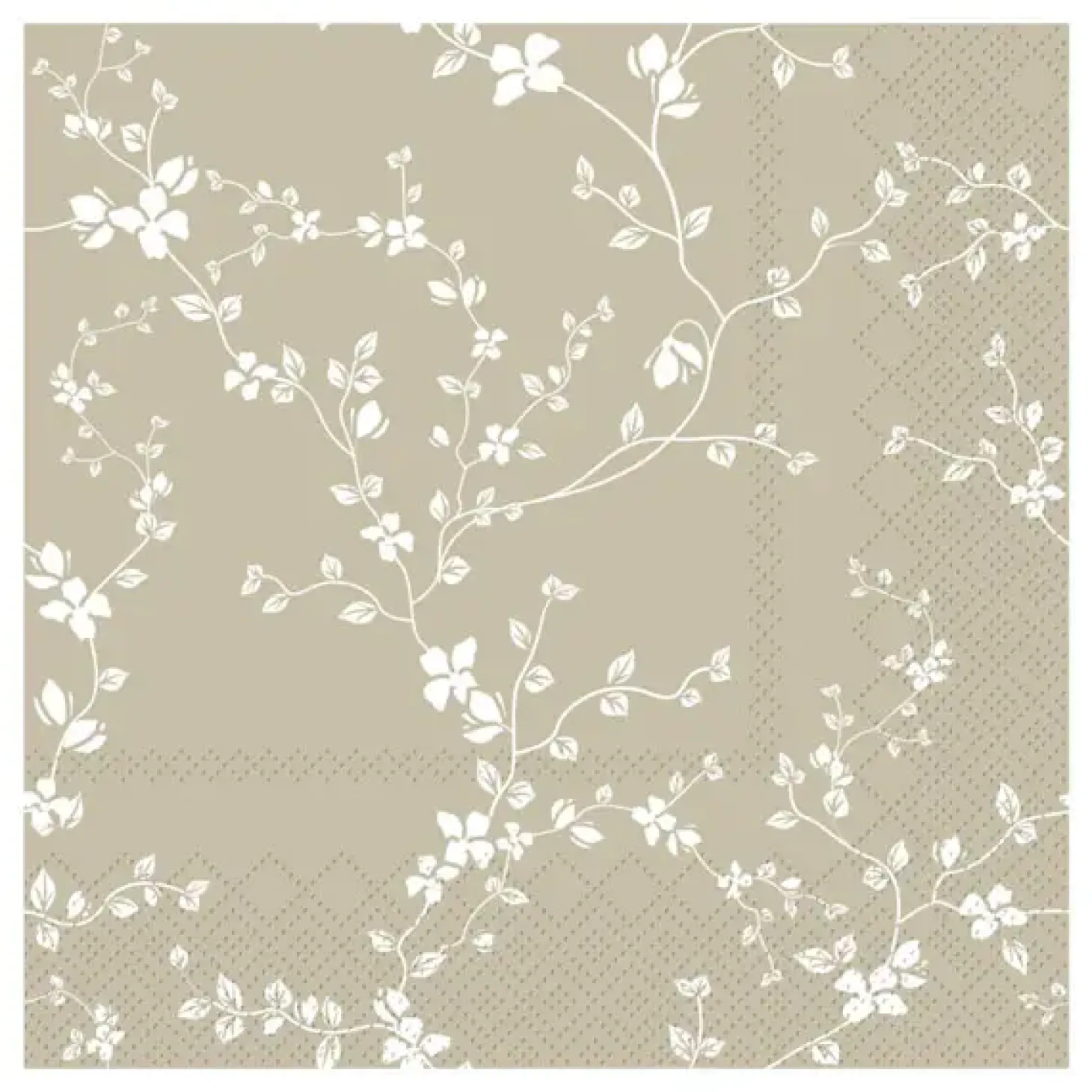 Chic Antique - Serviet - Blomster - 16x16 cm - Lys Latte
