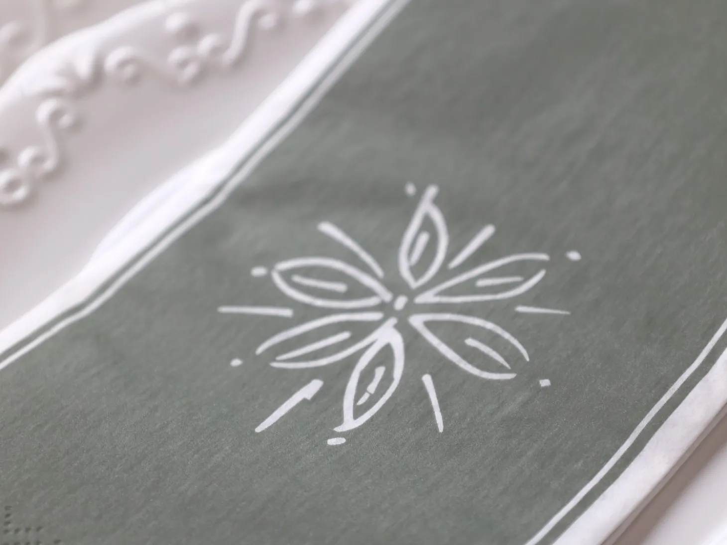 Chic Antique - Serviet - Blomst - 20x10 cm - Verte