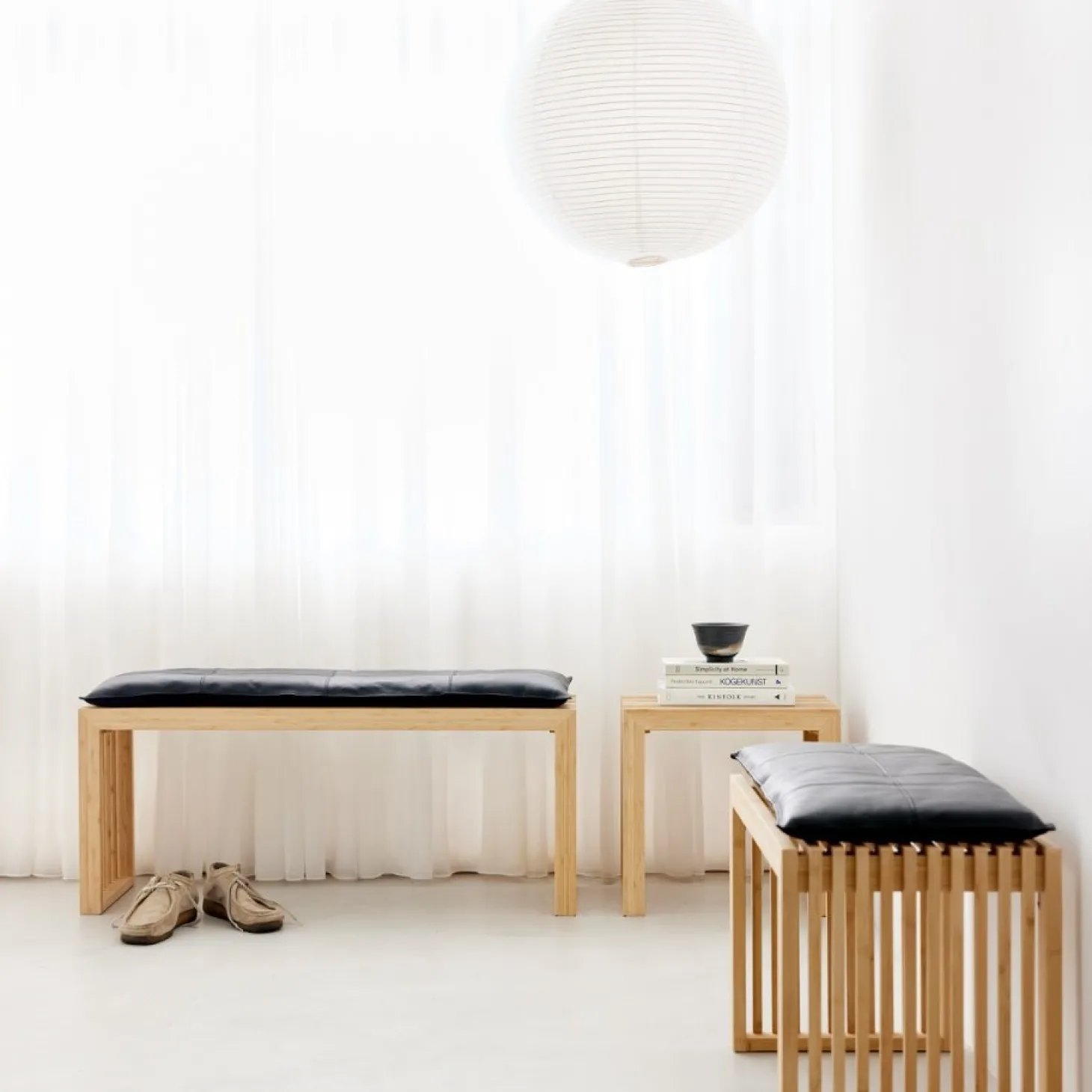 Cinas - Rib bænk 104x35cm bambus