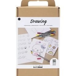 Creativ Company - DIY Kit Tegning, pastelfarver, Blandede figurer, 1 pk.
