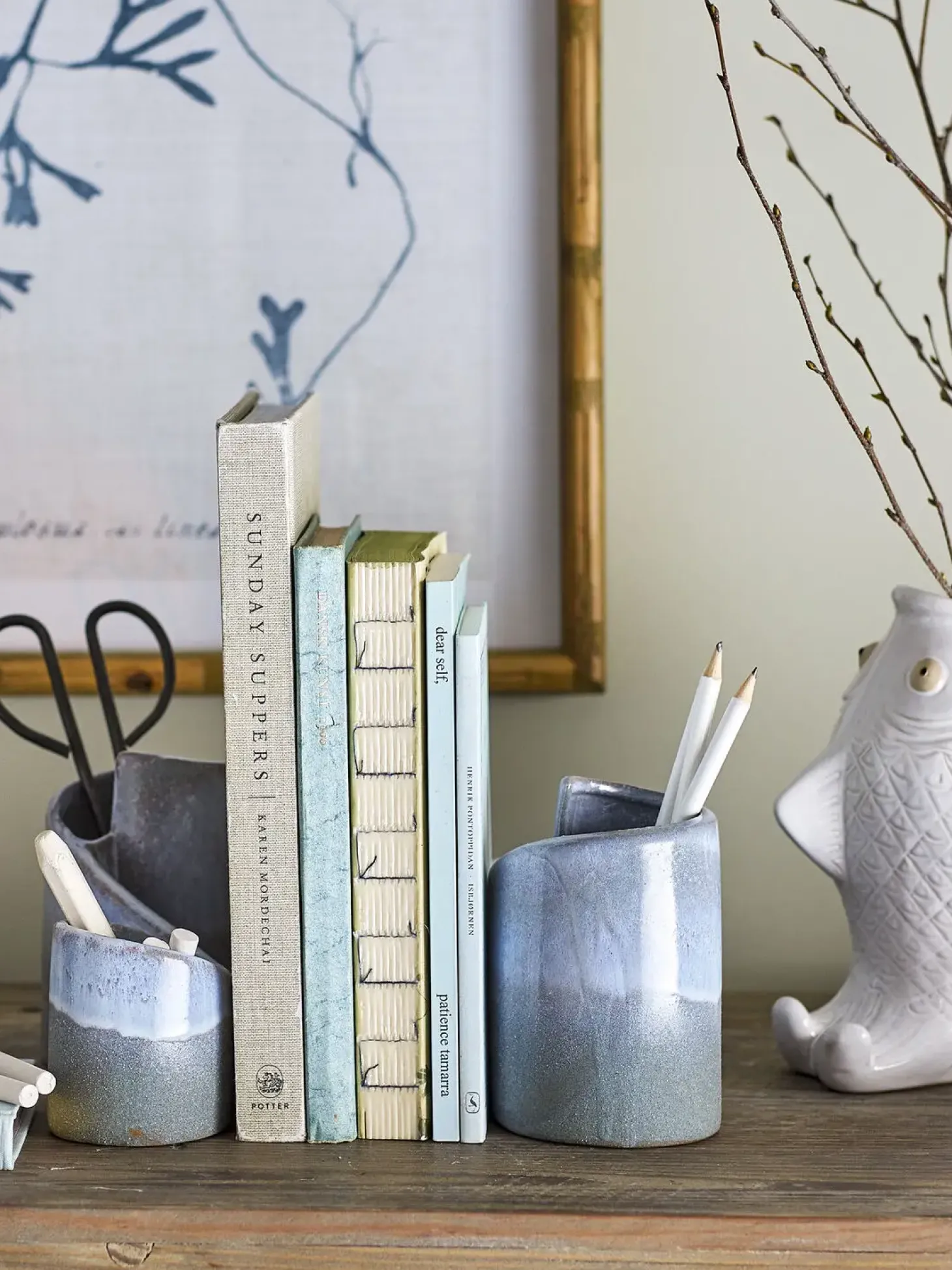 Creative Collection - Meliad Bogstøtte, Blå, Stentøj