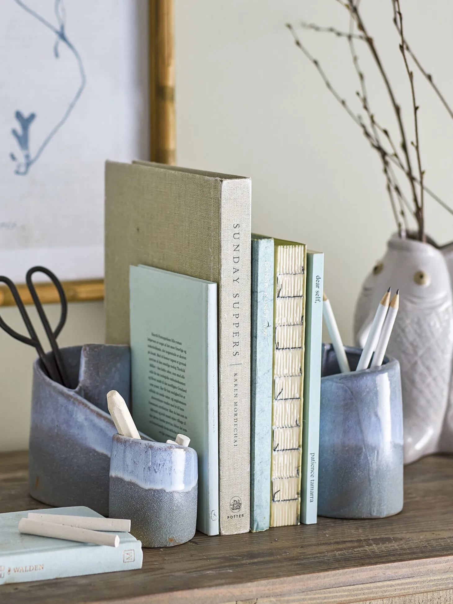 Creative Collection - Meliad Bogstøtte, Blå, Stentøj