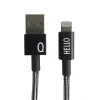Design Letters - IPhone oplader kabel - "Q" - Sort/Hvid