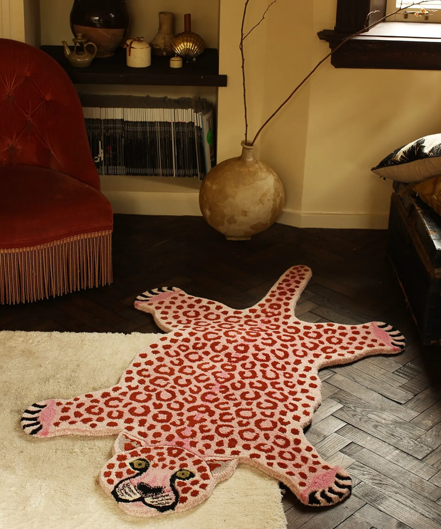Doing Goods - Pink Leopard Gulvtæppe - Large - 150x88x2 cm
