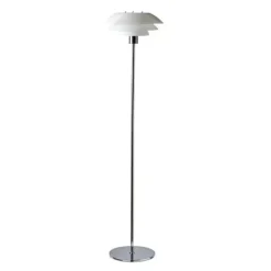 Dyberg Larsen - DL31 Opal gulvlampe - Opal hvid og Krom, Ø: 31 cm x H: 133 cm