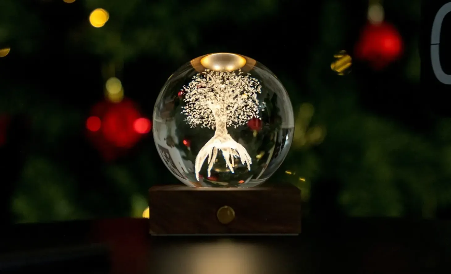 Gingko - Amber Crystal Light Bordlampe - 3D Tree of Life