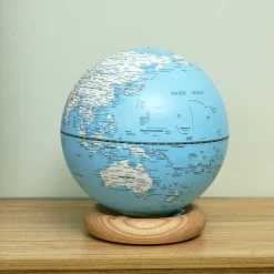Gingko - Atlas Globe Lamp - Lightblue Large White Ash base