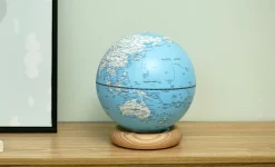 Gingko - Atlas Globe Lamp - Lightblue Large White Ash base