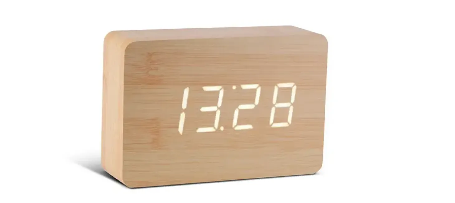 Gingko - Brick Click Clock Beech White LED