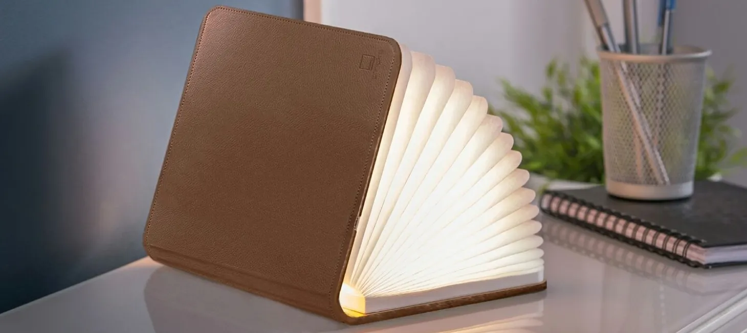 Gingko - LED Smart Booklight - Brown Leather - Large