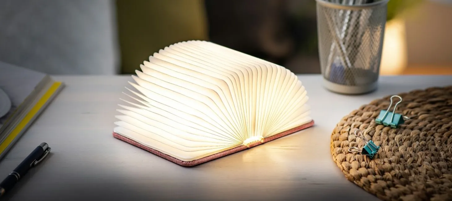 Gingko - LED Smart Fabric Booklight- Blush Pink