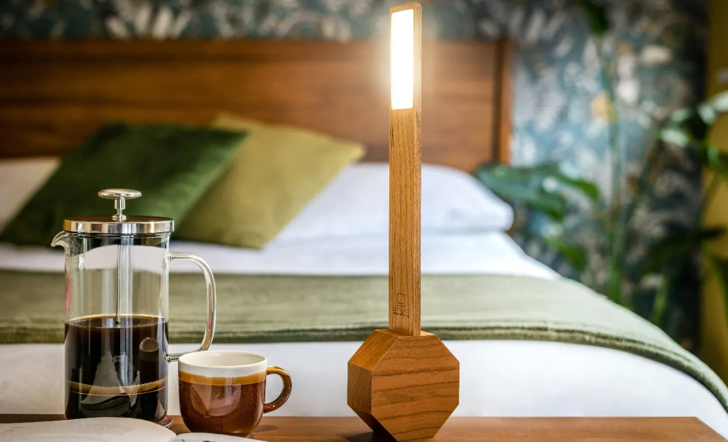 Gingko - Octagon One Plus Portable Alarm Clock Desk Light Cherry