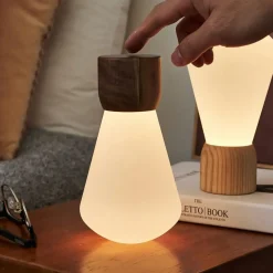 Gingko - Pentagon Light bulb Lamp Large Natural Walnut Wood