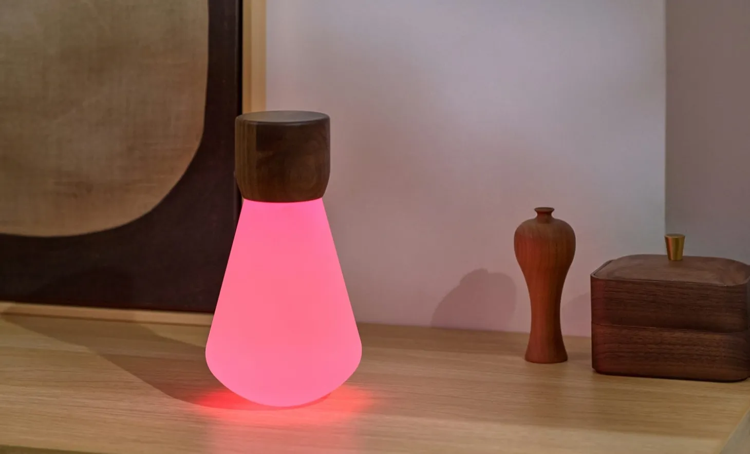 Gingko - Pentagon Light bulb Lamp Large Natural Walnut Wood