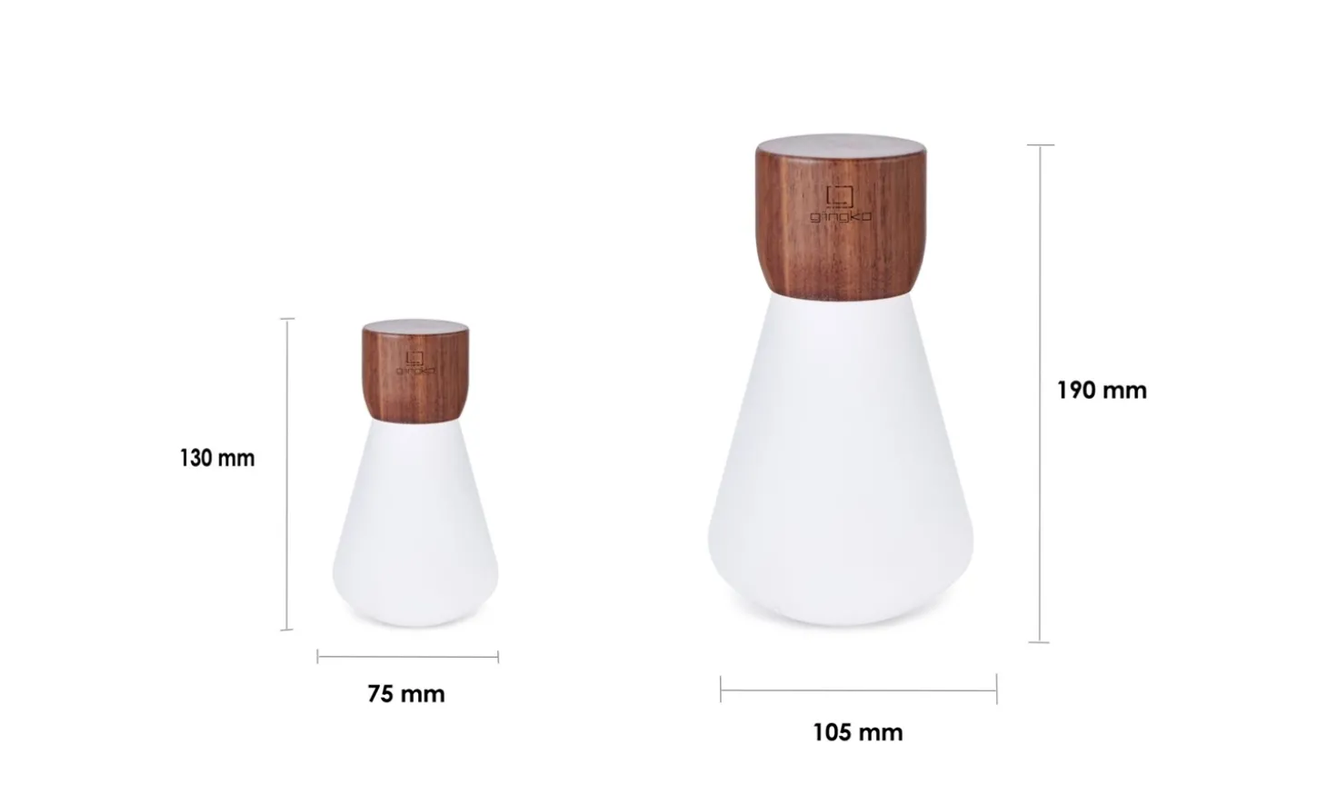 Gingko - Pentagon Light bulb Lamp Large Natural Walnut Wood