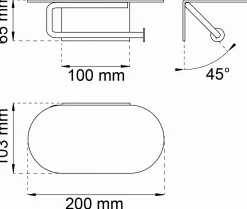 Habo - Toiletrulleholder med hylde - Selvklæbende - Hazel - Sort