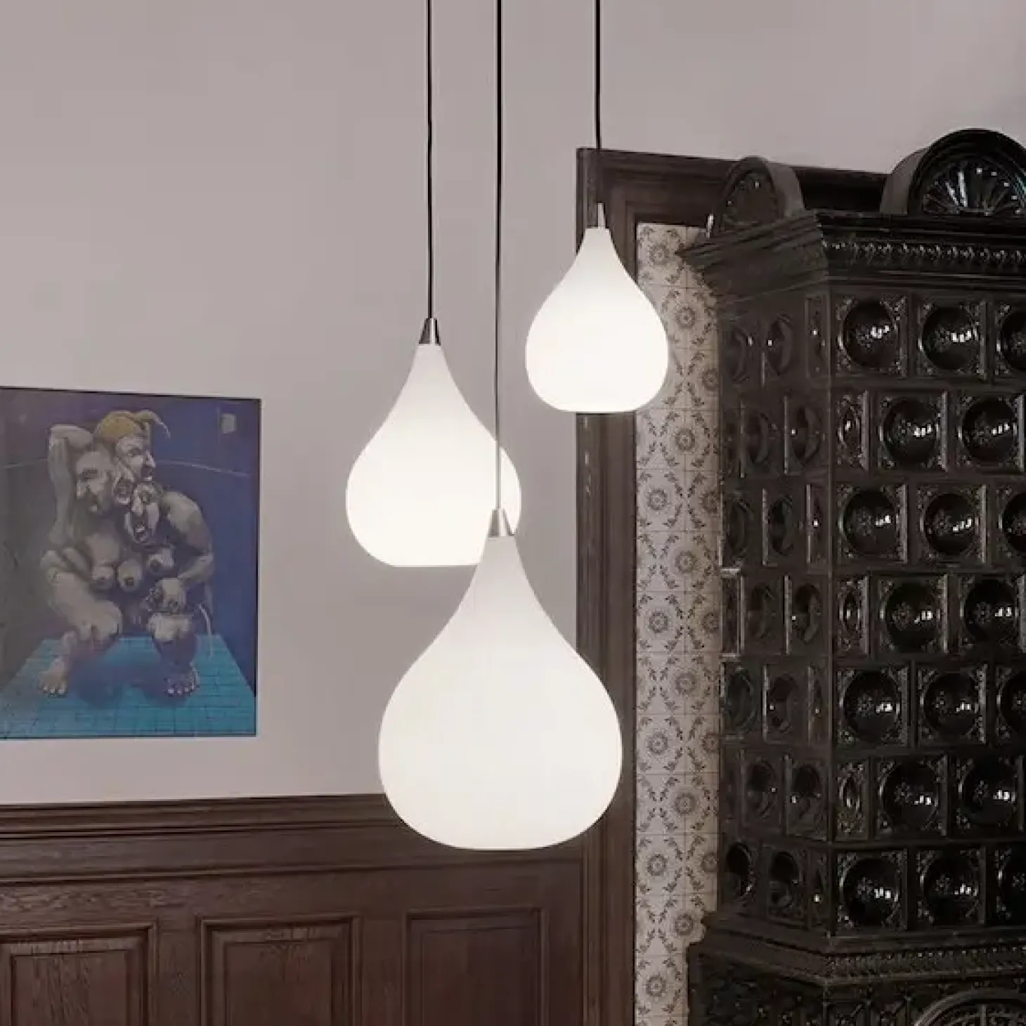 Halo Design - Drops Pendel Ø17 - Opalic/Alu