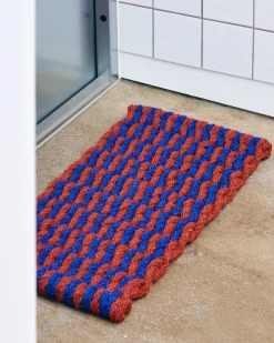 Hay - Coco dørmåtte - Stripe Wave - Brown & Navy - 40x80 cm