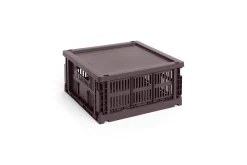 HAY Colour Crate Lid Plastic - Medium Square / Cube - Bordeaux
