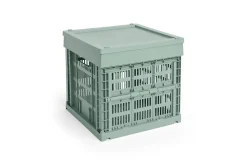 HAY Colour Crate Lid Plastic - Medium Square / Cube - Sage green