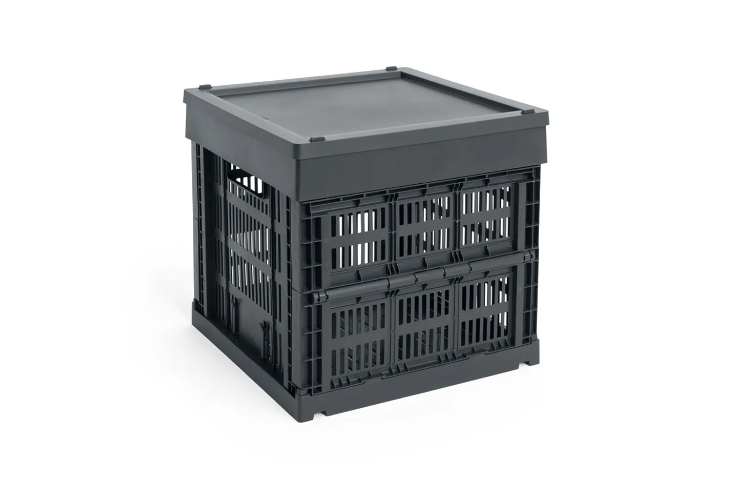HAY Colour Crate Lid Plastic - Medium Square / Cube - Charcoal
