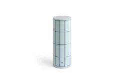 Hay - Column Candle - Light blue with blue grid check