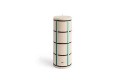 Hay - Column Candle - Off-white, green bordeaux and silver