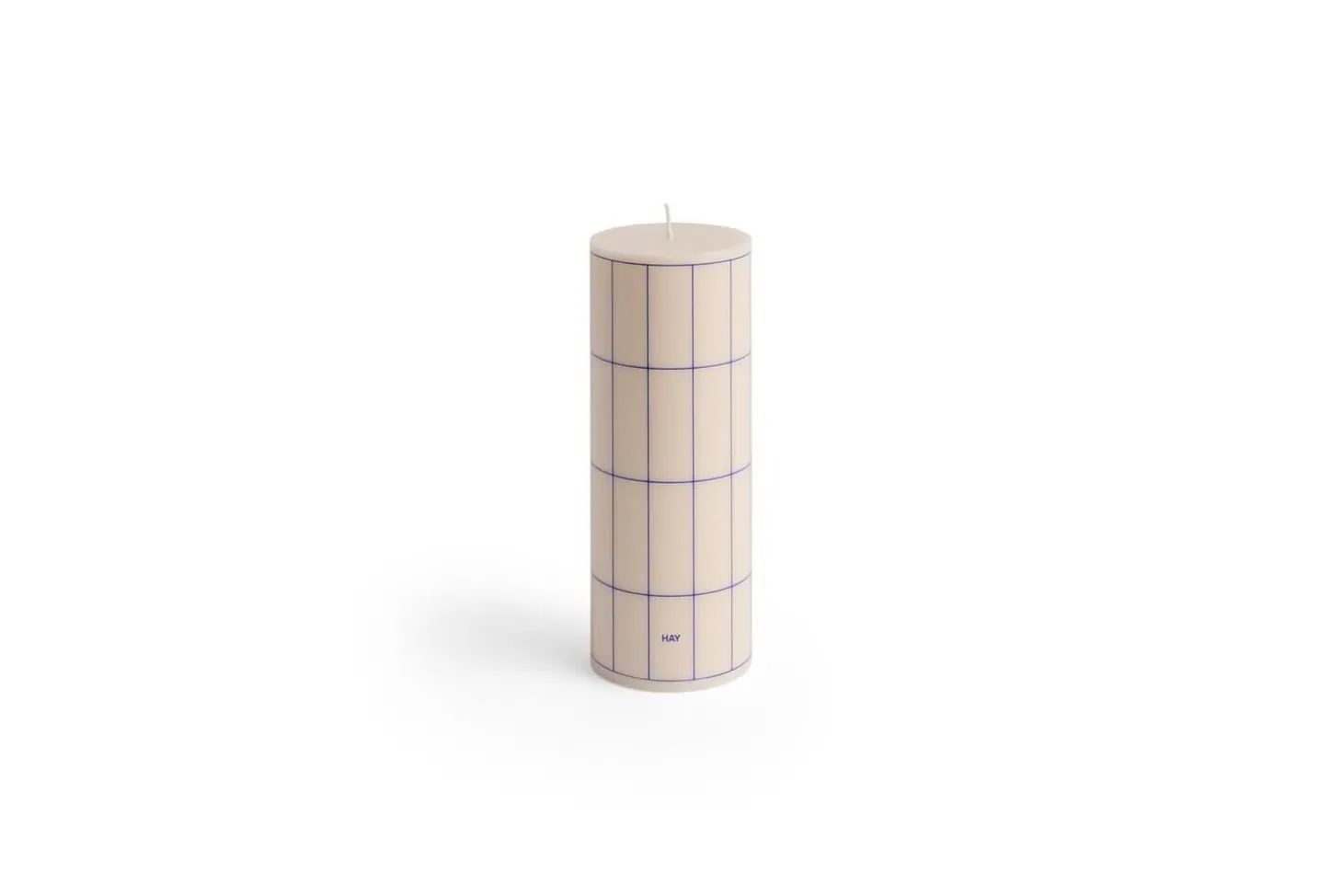 Hay - Column Candle - Off-white with blue grid check