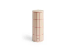 Hay - Column Candle - Off-white with red grid check