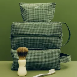 Hay - Grid Wash Bag - Medium - Burgundy