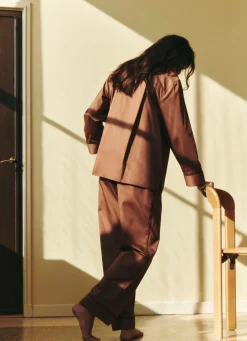 HAY - Outline Pyjama - Langærmet Shirt - XS/S - Milk Chocolate