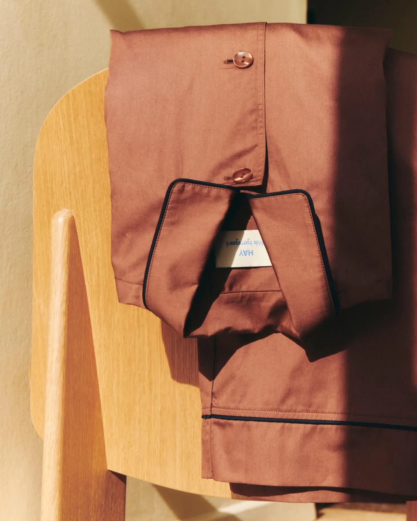 HAY - Outline Pyjama - Langærmet Shirt - XS/S - Milk Chocolate