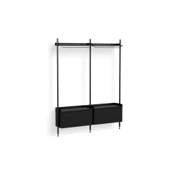 Hay - Reol - Pier System 1002 - 2 kolonner - Sort - 162 X 34 X 209 cm