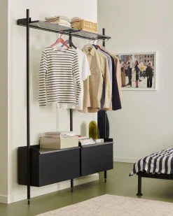 Hay - Reol - Pier System 1001 - 1 kolonne - Sort - 82 X 34 X 209 cm
