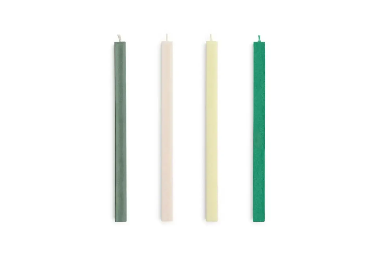 Hay - Square Candle - Greens and whites, Set of 4