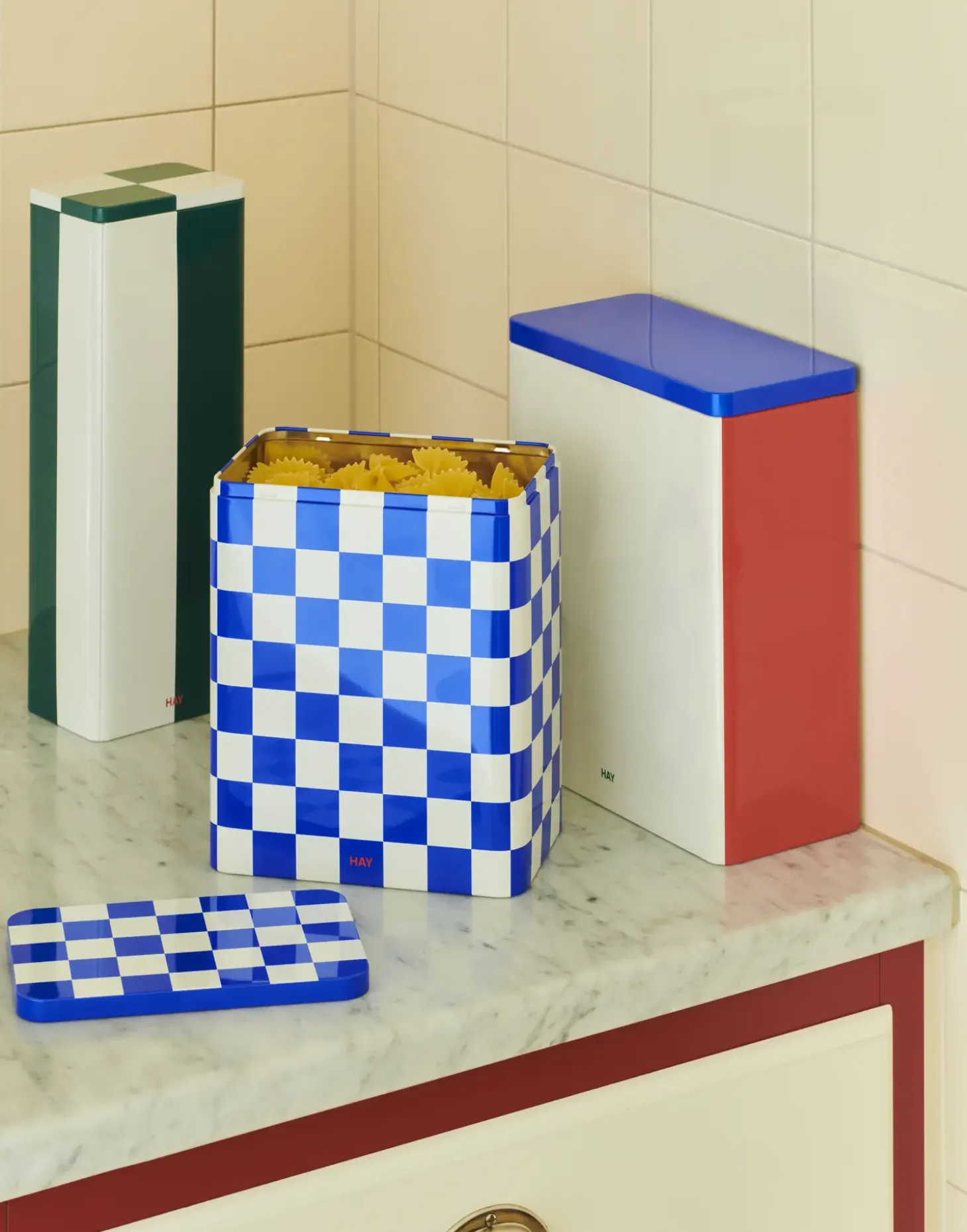 Hay - Tin Container - Large - Blue/Off-White