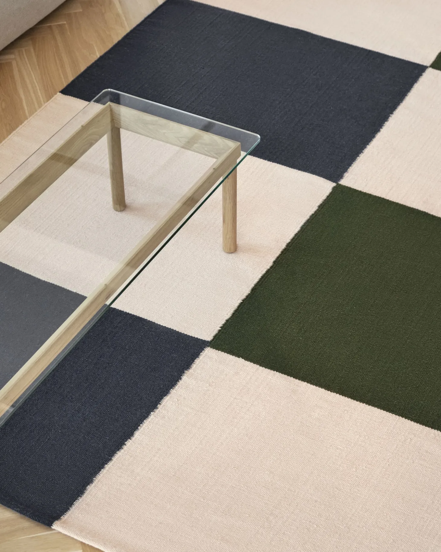 Hay - Tæppe - Ethan cook flat works - peach green check - str. 170 x 240 cm