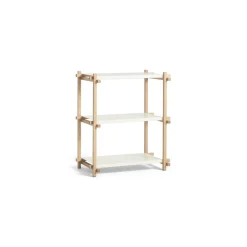 Hay - Woody Shelving 2.0 Column Low - Hvid/Eg - 3 hylder
