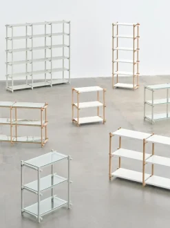 Hay - Woody Shelving 2.0 Column Low - Hvid/Eg - 3 hylder