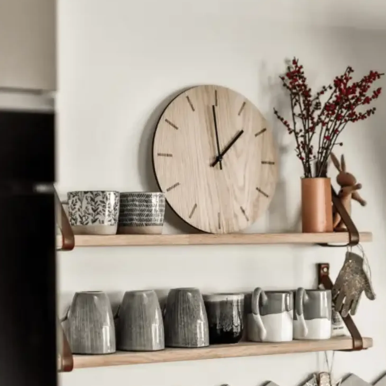 Hemverk - Vægur - Light Oak - Eg/Sort - Ø28 cm