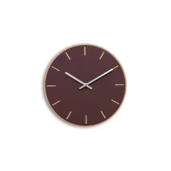 Hemverk - Vægur - Lys Eg/Burgundy - Sølv visere - Ø28 cm
