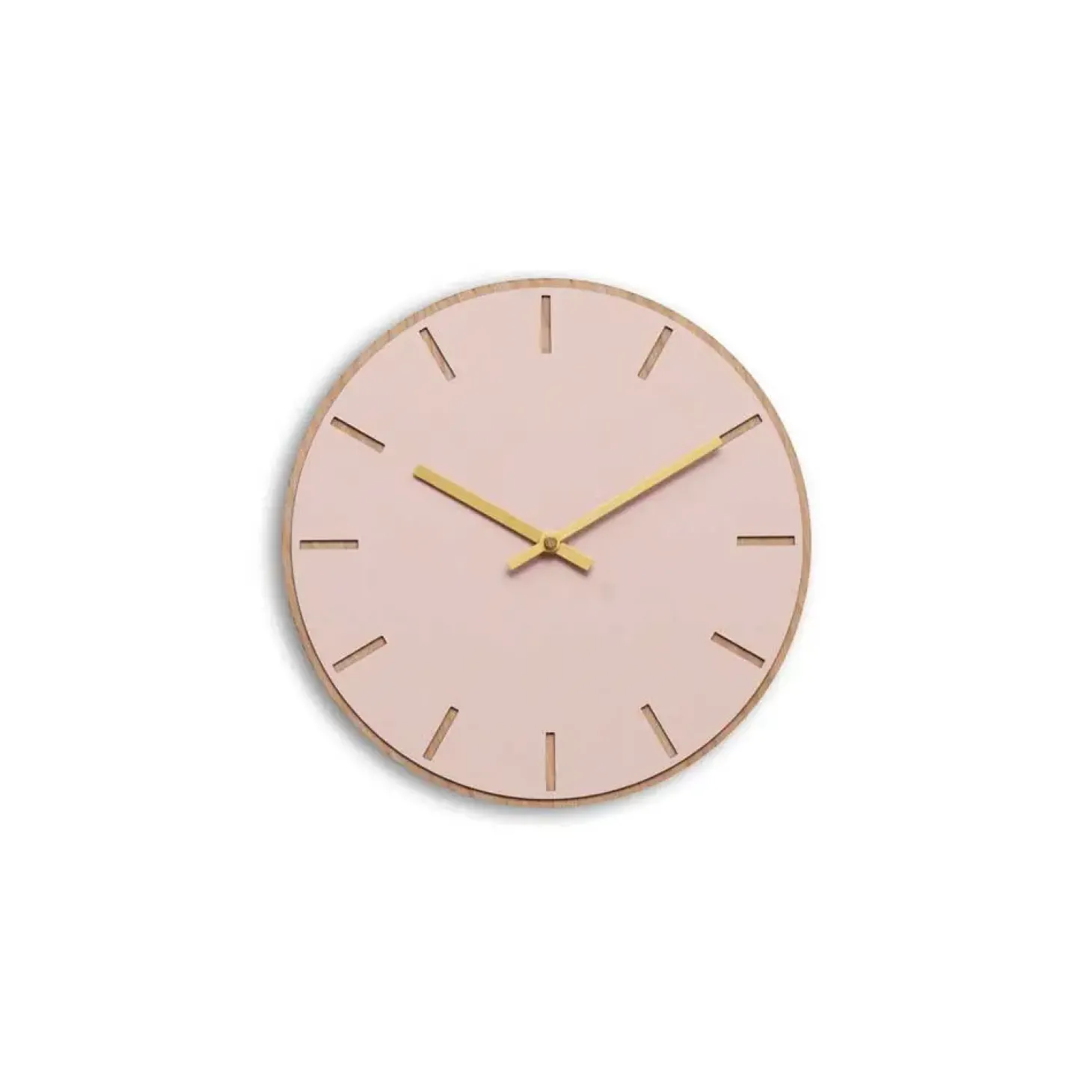 Hemverk - Vægur - Lys Eg/Powder Dusty Rose - Guld visere - Ø28 cm